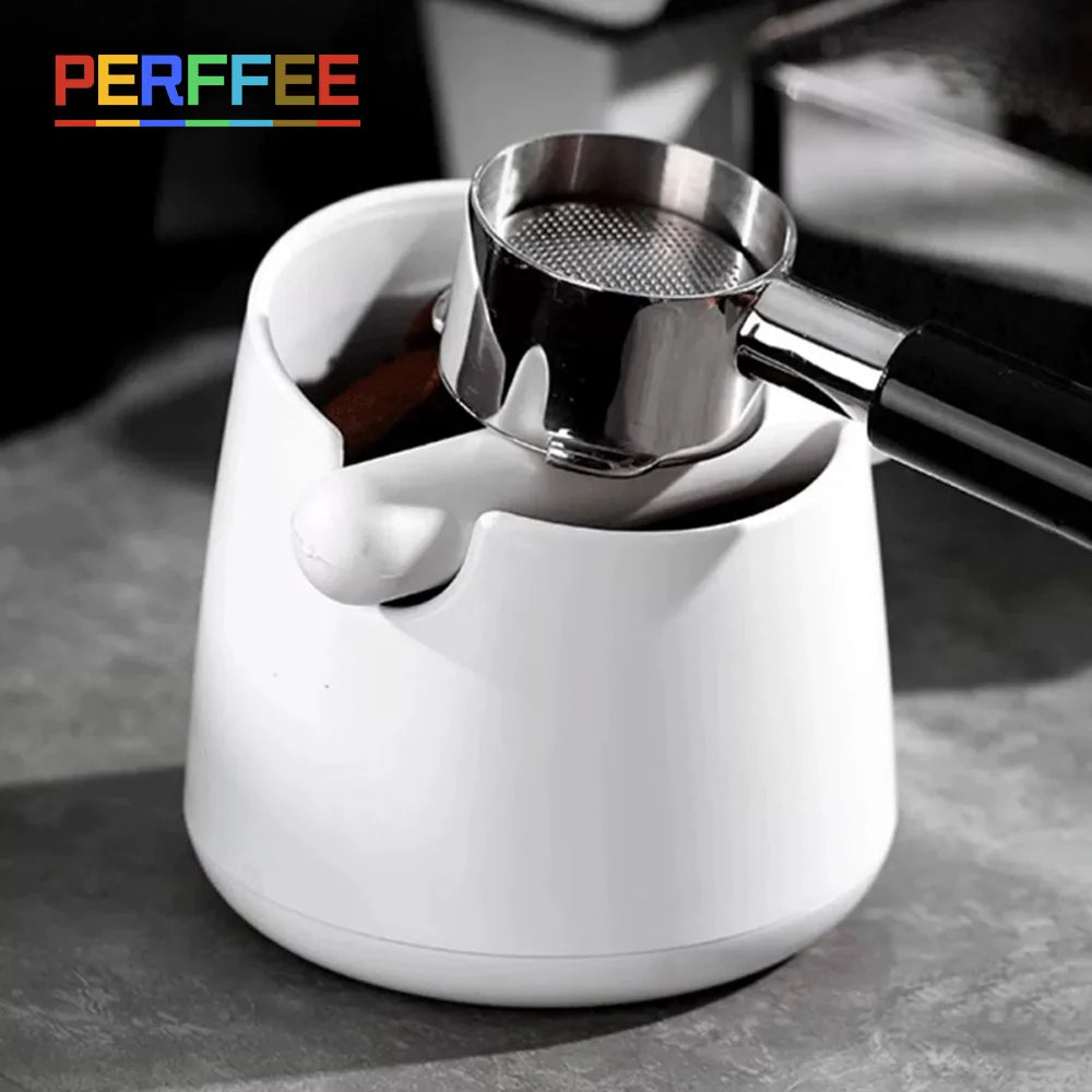 White Coffee Knock Box – 800ML Espresso Grounds Container with Rubber Knock Bar & Anti-Slip Base