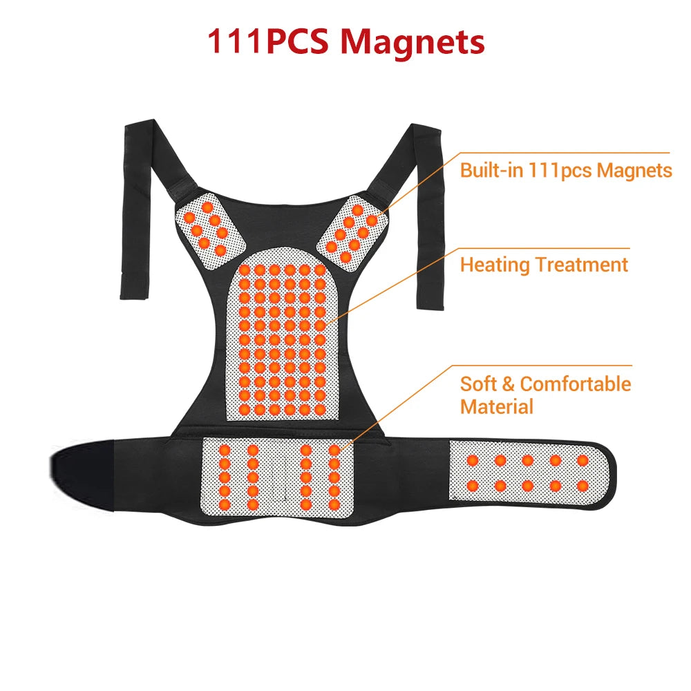 Tourmaline Magnetic Heated Vest — Self-Heating Thermal Waist Brace & Lumbar Support Corset for Posture Correction and Pain Relief