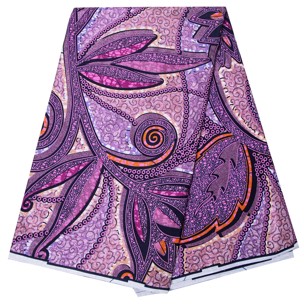 Shine African Ankara Wax Fabric - 6 Yards 100% Cotton Hot Stamping Print for Party Dresses, Sewing & Crafts