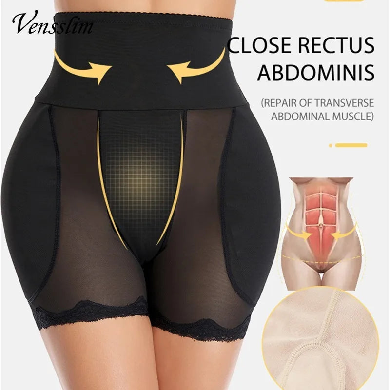 Vensslim Women's Hip Enhancer Body Shaper - Butt Lifter Shapewear Underwear with High Waist Trainer, Plus Size Tummy Control Panties