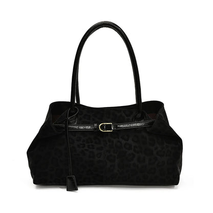 Leopard PU Leather Shoulder Bag for Women – Luxury Designer Tote Handbag with Short Handle, Trendy 2026 Style