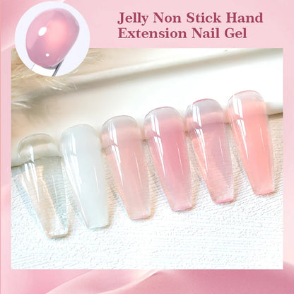 BORN PRETTY 15ml Clear Non-Stick Hand Extension Gel - 3D Shaping Nail Art, Milky Jelly Hard Gel for Fake Nails