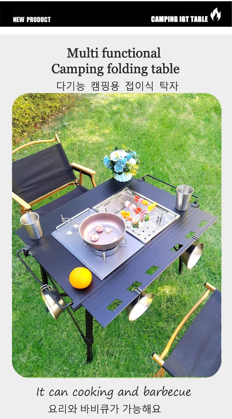 Lohascamping Folding Camping IGT Table – Lightweight Portable Roll Table with Adjustable Legs for BBQ, Desktop Burner & Backpacking