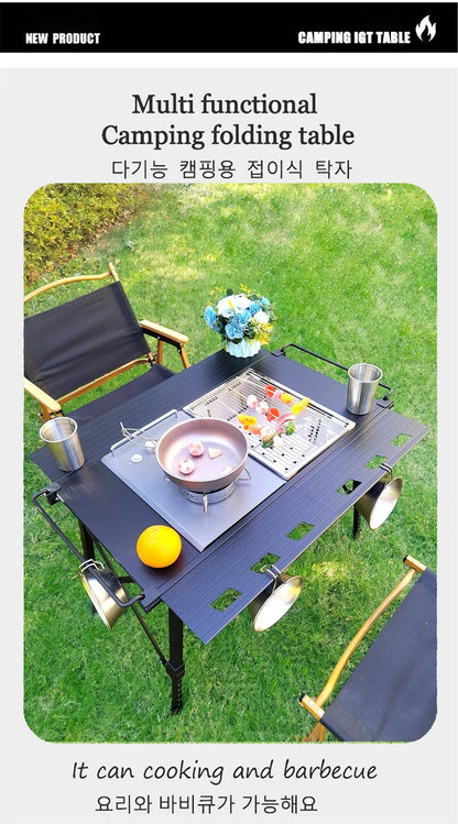 Lohascamping Folding Camping IGT Table – Lightweight Portable Roll Table with Adjustable Legs for BBQ, Desktop Burner & Backpacking