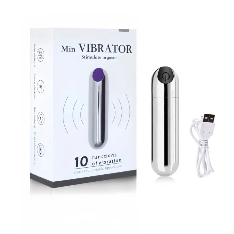 USB Rechargeable Mini Bullet Vibrator - 10 Speed Clitoral & G Spot Massage Stimulator for Women