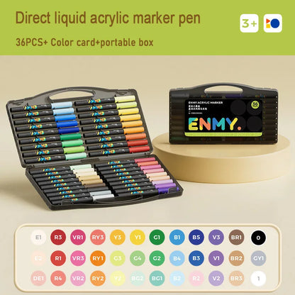ENMY Acrylic Paint Marker Pens – Soft Tip, Direct Liquid Graffiti, Quick-Dry Pigments for Felt & Art Supplies
