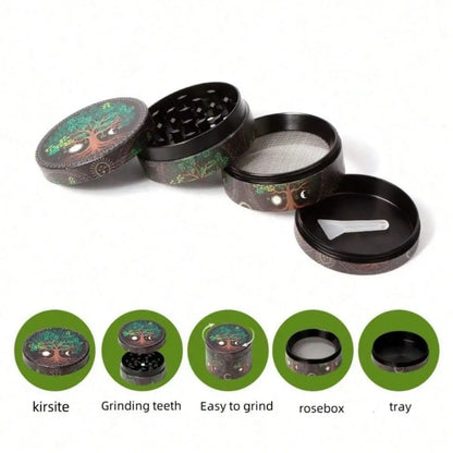 Metal Herb Grinder - Leopard Print Spice Crusher & Tobacco Grinder with Grinding Teeth