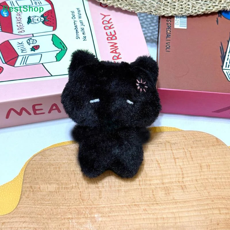 Cute Plush Cat Keychain - Kawaii Kitten Pendant with Heart Patch Bow Charm for Bag Decoration & Accessories