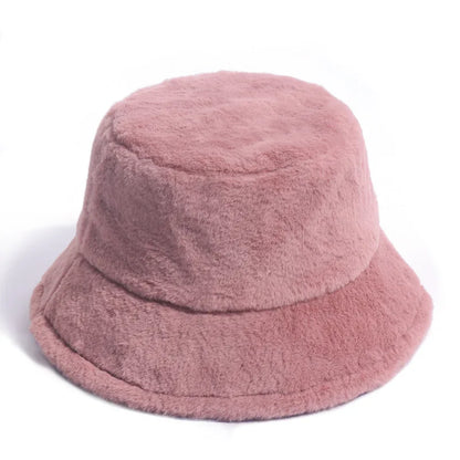 Women’s Winter Bucket Hat – Fashion Leopard Panama, Warm Vintage Faux Fur Fisherman Cap