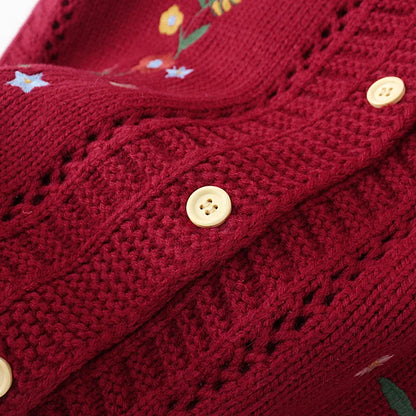 Plus Size Women's Embroidered Hollow Knit Sweater Vest – V-Neck Cardigan, Casual Autumn Fashion, E2 3023