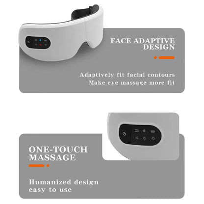 Smart Heated Eye Massager — Vibration + Bluetooth Music, Foldable Portable Eyemask for Dry Eye & Fatigue Relief