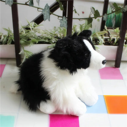 32cm Lifelike Border Collie Plush Toy - Soft Stuffed Puppy for Kids, Realistic Dog Doll Christmas Gift