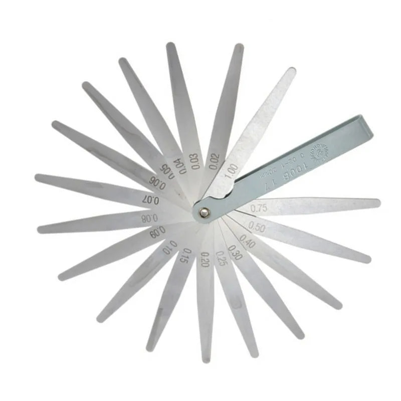 Feeler Gauge 17 Blades Metric 0.02-1.00mm — Precision Gap Measurement Tool for Engine Valve Adjustment