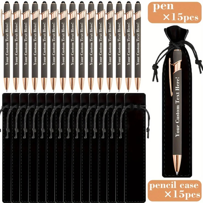 Custom Engraved Ballpoint Pens Set - Personalized Metal Pens with Cases & Bags for Business Gifts