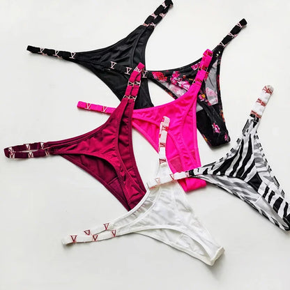 Women’s Sexy V-Shaped Panties – Low Waist Sports Briefs with Metal Decoration Lingerie