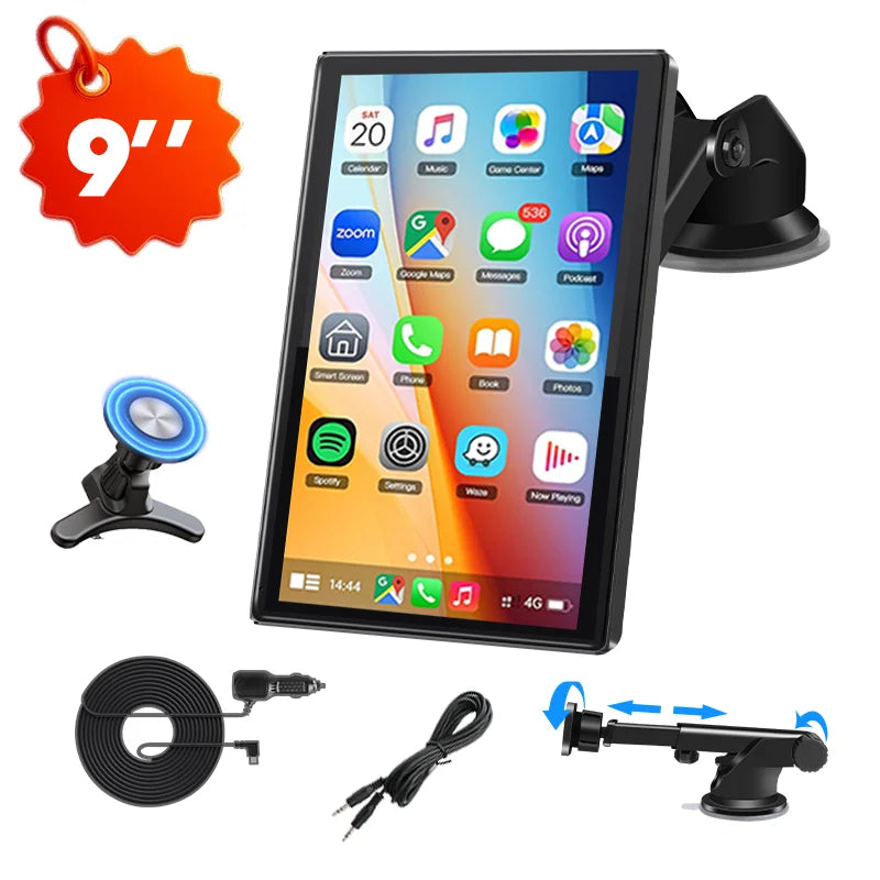 7–9" Universal Car Mirror Screen – Wireless CarPlay & Android Auto Multimedia Player with Portrait/Landscape Support