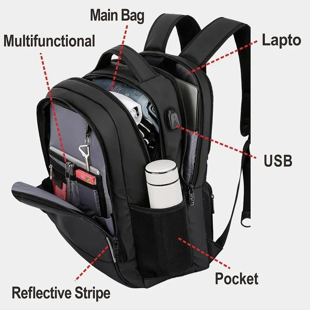 SWISS Men's Laptop Backpack – Waterproof, Anti-Theft USB Bag, Large Capacity Travel & School Mochila