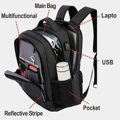 SWISS Men's Laptop Backpack – Waterproof, Anti-Theft USB Bag, Large Capacity Travel & School Mochila