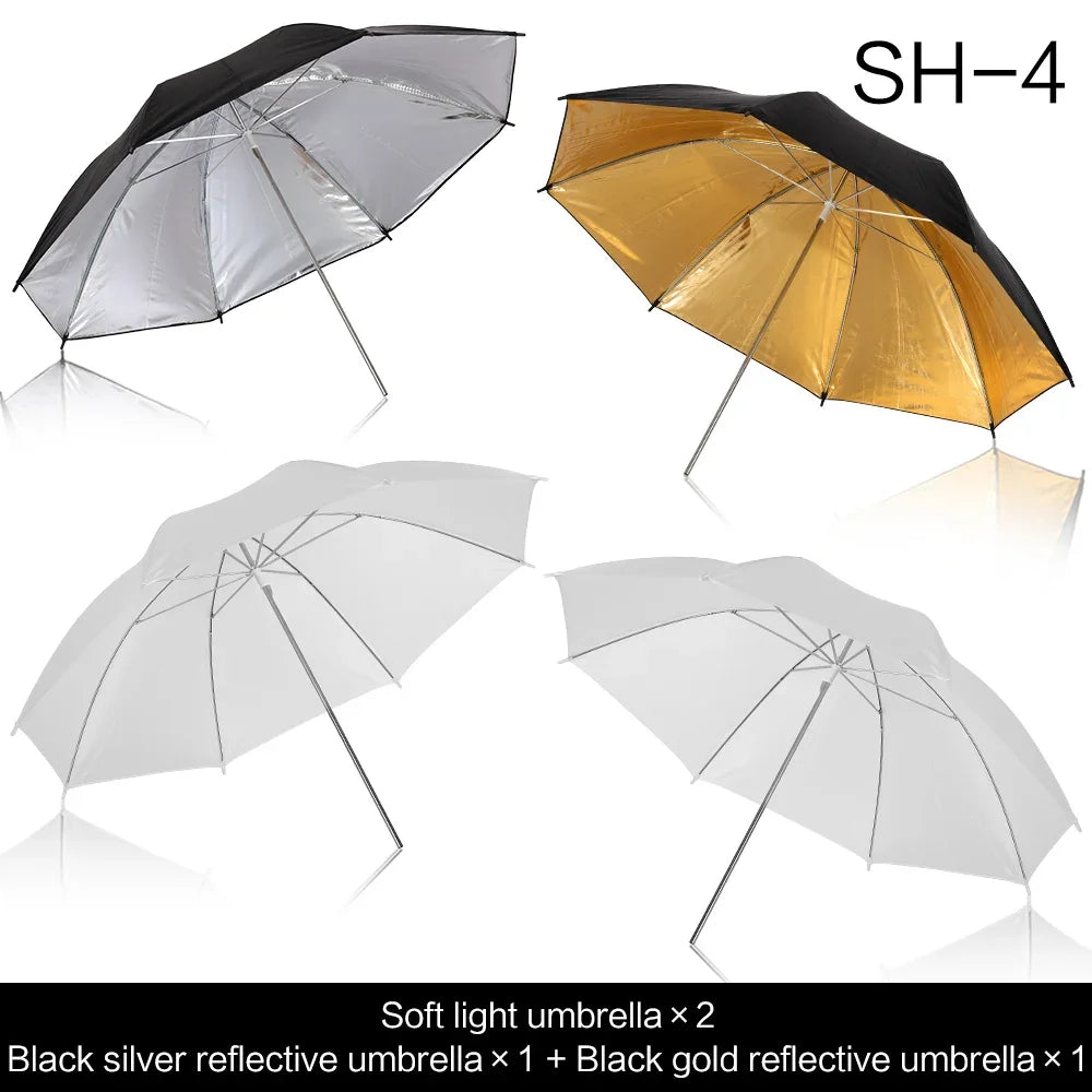 4-Pack 33"/83cm Soft White Translucent Umbrellas — Photo & Video Studio Lighting Diffusers for Photography Flash