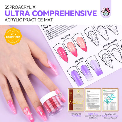 SAVILAND Silicone Nail Practice Mat — Acrylic Nail Art Training Sheet with Washable Table Pad for Skill Enhancement
