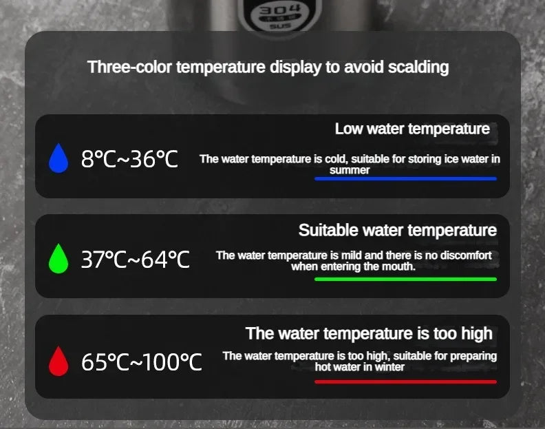 Stainless Steel Thermos Bottle 500ML-1L with LED Temperature Display - SUS304 Vacuum Flask for Tea and Water, Portable Travel Cup