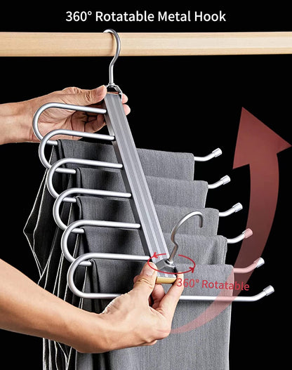 6-Layer Aluminum Pants Hanger – Space-Saving Heavy-Duty Organizer for Jeans, Skirts & Trousers