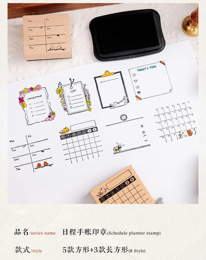 Cute Cat Wood Stamp Calendar – Daily & Monthly Planner Stamps for Journaling, Scrapbooking & DIY Crafts