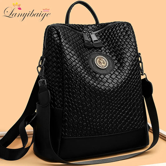 Luxury Women's Designer Backpack - High-Quality Leather, Large Capacity, Multifunctional Travel Mochila for Girls