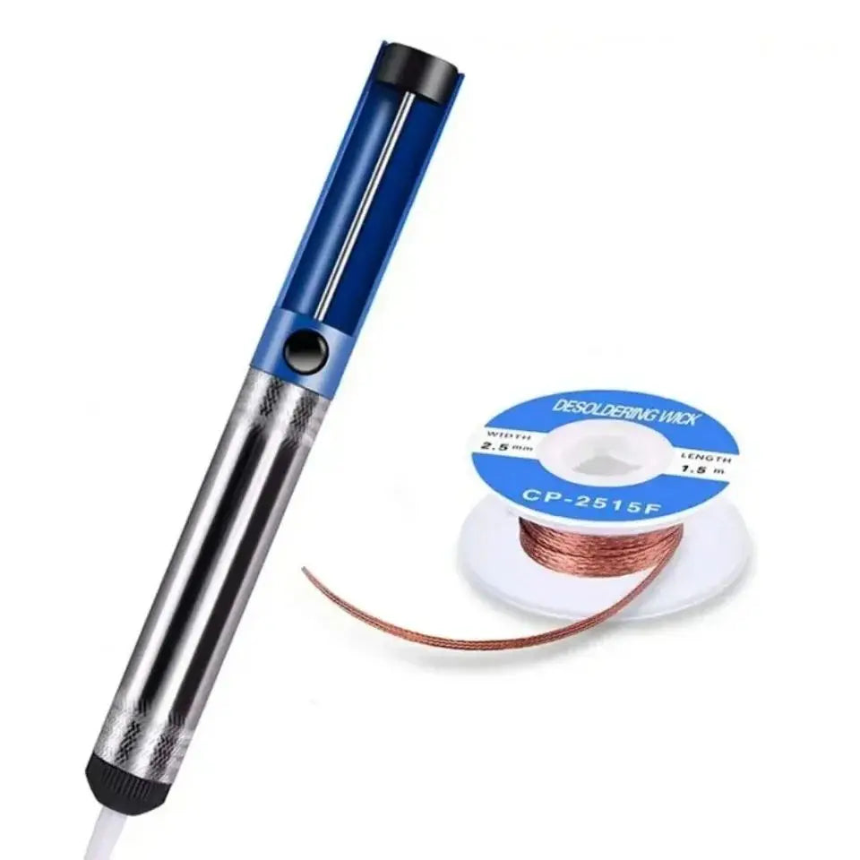 Aluminum Desoldering Pump - Blue Vacuum Solder Sucker Tool for Tin Removal and Electronics Repair