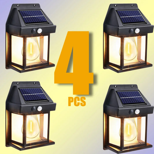 Solar Motion Sensor Wall Light - Waterproof Outdoor LED Garden Yard Lamp with 3 Lighting Modes