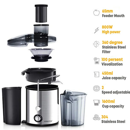 800W Juicer Machine – Big 3-Inch Mouth Fruit & Vegetable Juice Extractor, 2-Speed, Easy to Clean