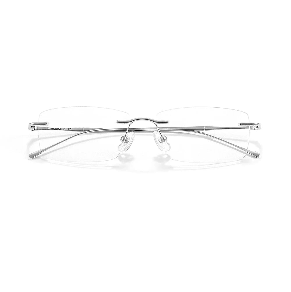 Ultra-Light Pure Titanium Rimless Glasses Frame – Anti-Blue Light Optical Frames for Men, Custom Prescription Eyeglasses