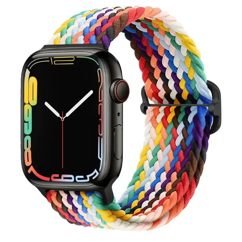 Braided Nylon Apple Watch Band – Adjustable Sport Strap Compatible with Ultra 2, Series 10/9/8/7/6/SE (40–49mm) Wrist Bracelet