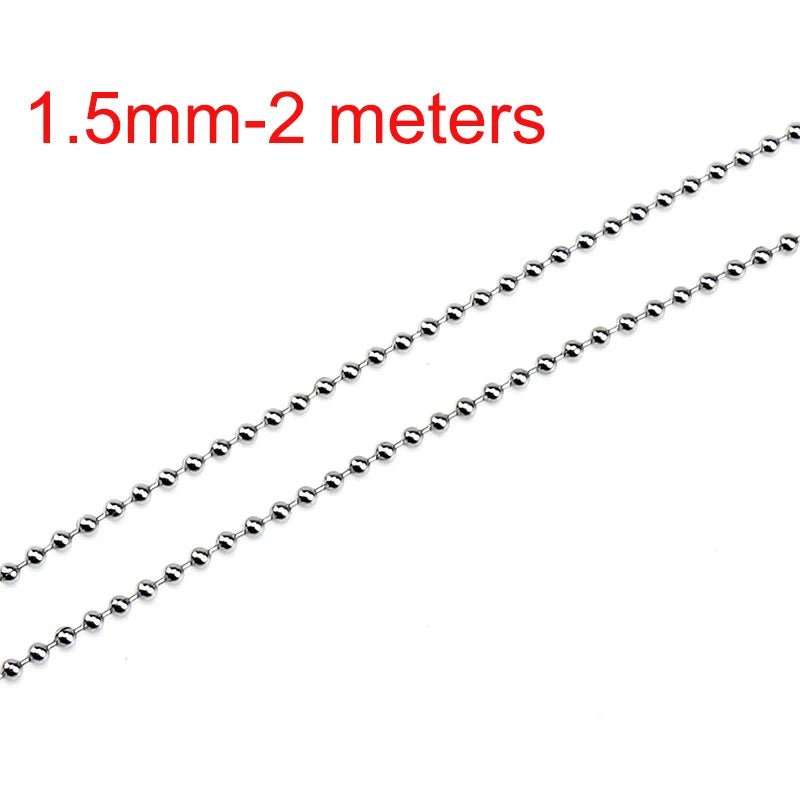 Stainless Steel Beaded Ball Chain - 1.5mm 2mm 2.4mm Bulk Jewelry Chain for DIY Necklaces & Craft Making Supplies