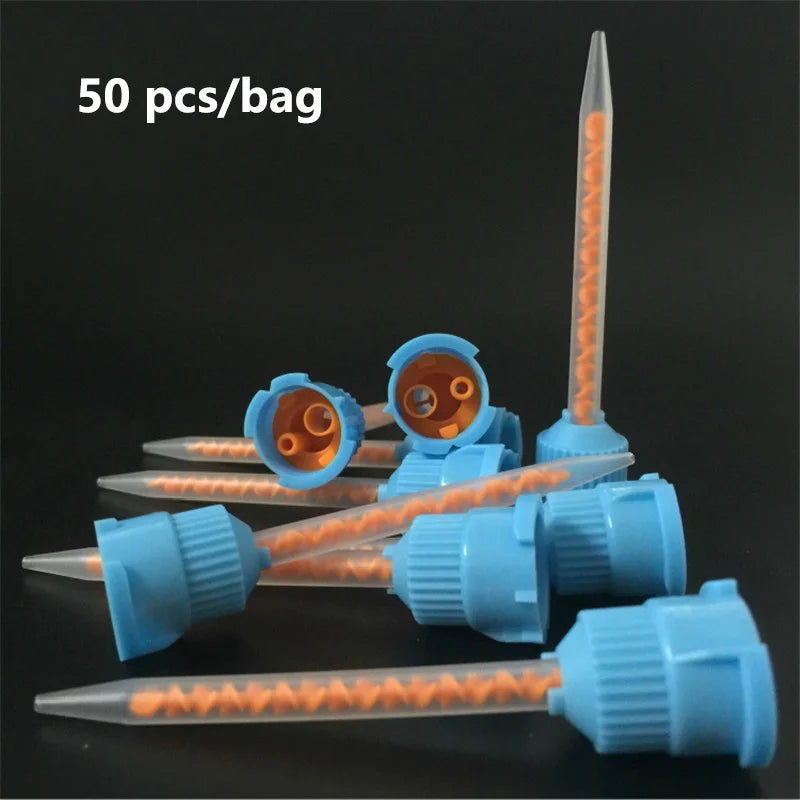 50pcs 10:1 Dental Silicone Rubber Mixing Heads for Dispensing Gun – Disposable Dentistry Materials
