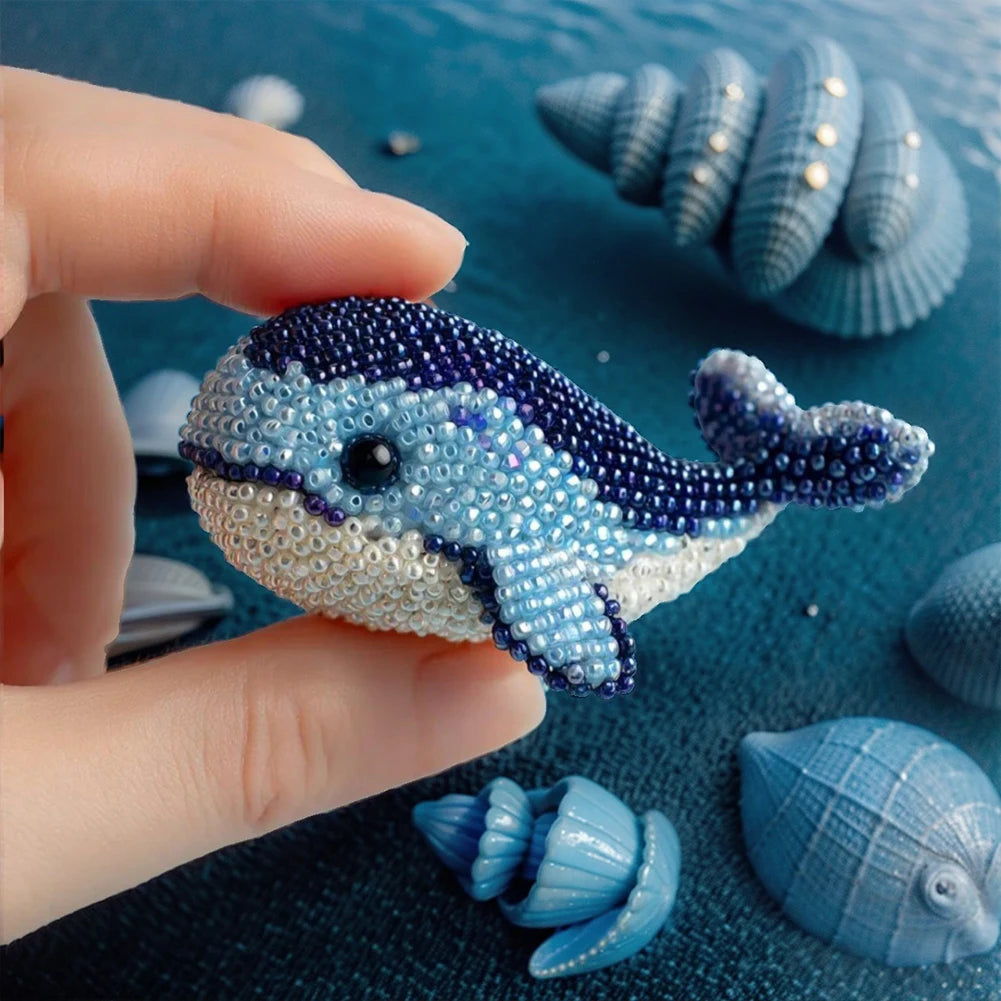 Creative Beaded Embroidery Kit - Cute Ocean Animal DIY Beadwork Set for Beginners, Relaxing Craft & Decorative Projects