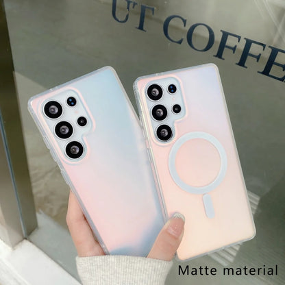 Laser Gradient Magnetic Case for Samsung Galaxy S26/S25/S24/S23/S22 Ultra Plus FE Series - Matte Protective Cover with Magnetic Charging Support