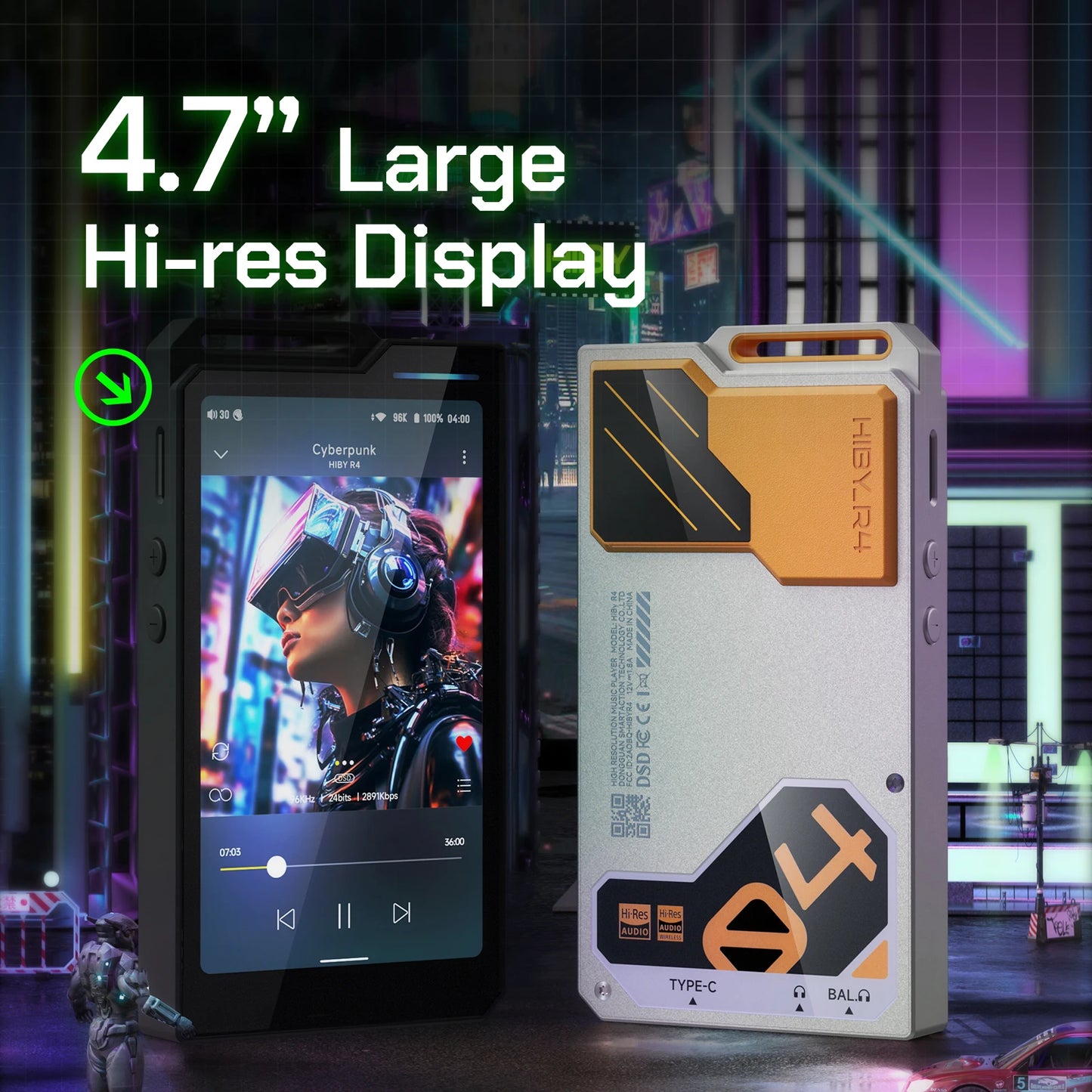 HiBy R4 HiFi Music Player - Android 12, Quad DAC, Bluetooth, WiFi, DSD256, MQA, USB DAC & Headphone Amplifier