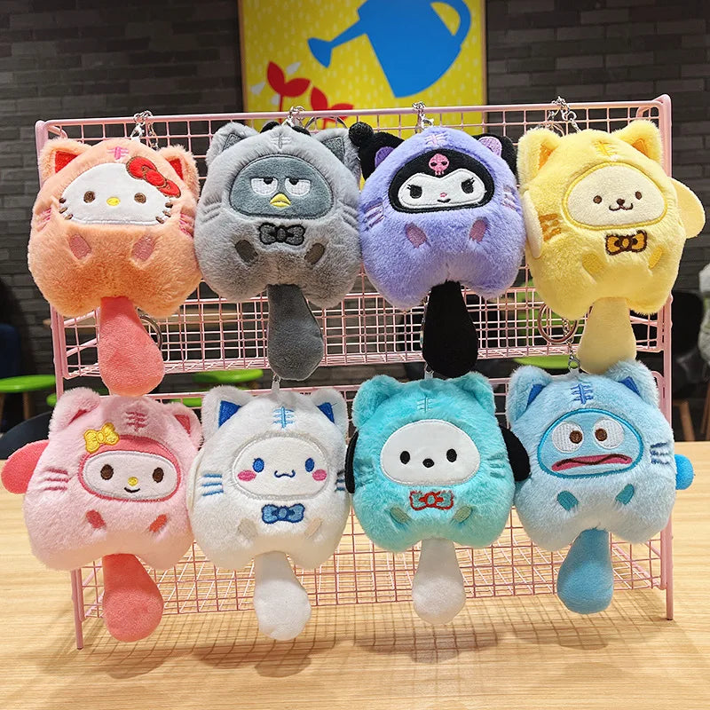 Sanrio Plush Doll Keychain Set – Melody, Cinnamoroll & Pochacco Cute Bag Pendant Gifts for Kids