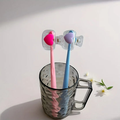 Portable Toothbrush Covers - Hygienic Toothbrush Head Protector Caps & Storage Clips