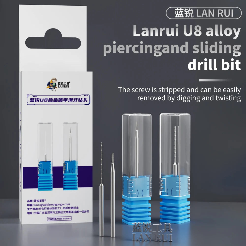 Lanrui U8 2.35mm Alloy Screw Extractor Drill Bit – Stripped Phone PCB Motherboard Screw Removal Repair Tool Kit