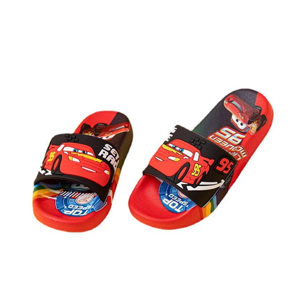 New Summer Kids Cartoon Car Sandals – Soft Sole Anti-Slip Toddler Boys Shoes, All-Season Wearable Slippers