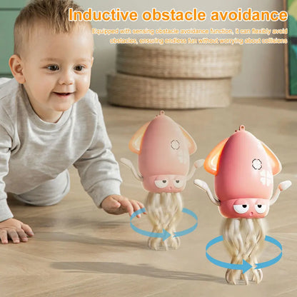 Smart Dancing Octopus Robot Toy - Interactive Crawling Pet with LED Lights, Music & Obstacle Avoidance for Kids