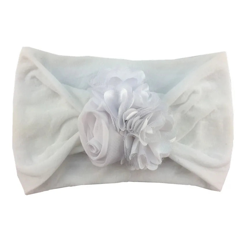 Baby Girls Soft Stretch Flower Headband Wide Nylon Knot Headwrap Kids Hair Band Newborn Photo Prop Accessories