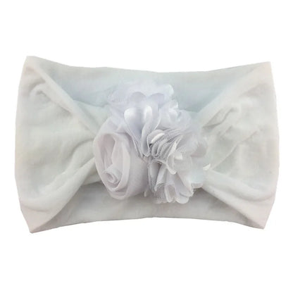 Baby Girls Soft Stretch Flower Headband Wide Nylon Knot Headwrap Kids Hair Band Newborn Photo Prop Accessories