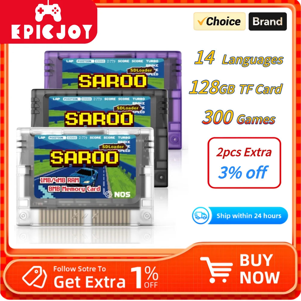 EPICJOY SEGA Saturn SAROO Optical Drive Emulator — SDLoader FlashCart with 1MB/4MB RAM & 8MB Memory Card