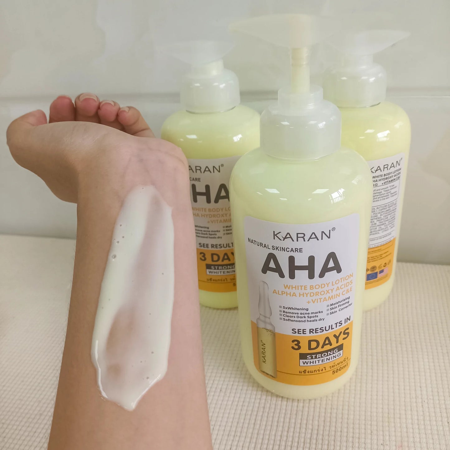 500ml Whitening Body Cream – AHA, Vitamin C&E Moisturizing Lotion for Acne Mark Removal & Skin Lightening