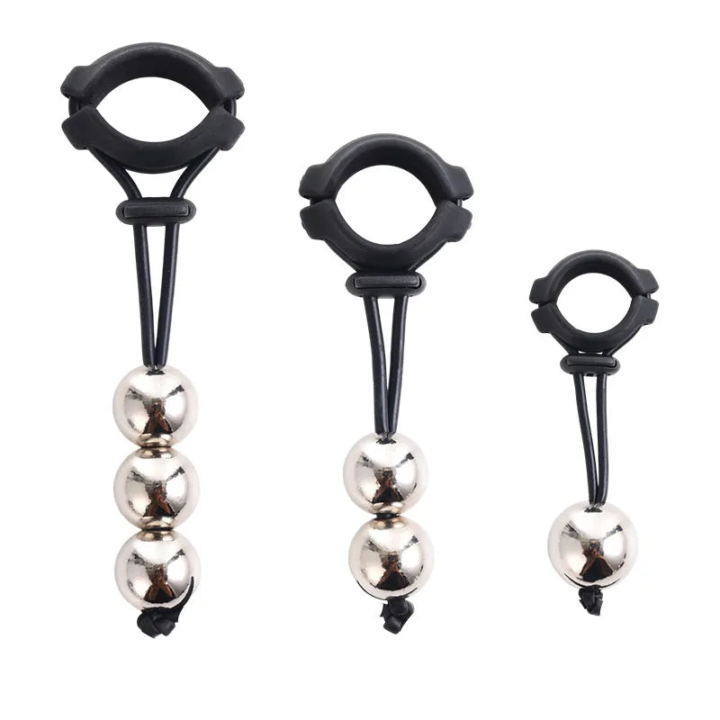 BDSM Male Penis Ring & Extender — Weight-Bearing Stretcher, Enlargement Device with Ball & Semen Lock, Adult Sex Toy for Men