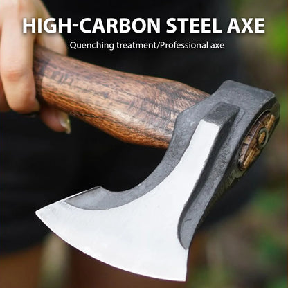 Classic Outdoor Hand Axe – Camping Tactical Survival Battle Axe for Chopping Firewood, Hand-Forged Multifunctional Woodworking Tool