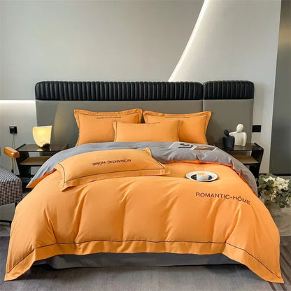 Pure Cotton Long Staple Bedding Set - 4PCS, Matte Bed Sheet & Duvet Cover, All Cotton